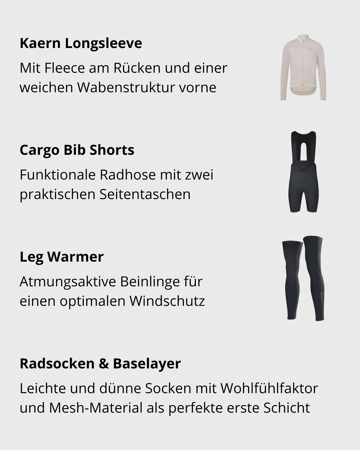 das macht unsere Bundles besonders: kostenloser Versand, perfect Match, mit einem Klick kaufen, Sturz Ersatz Garantie