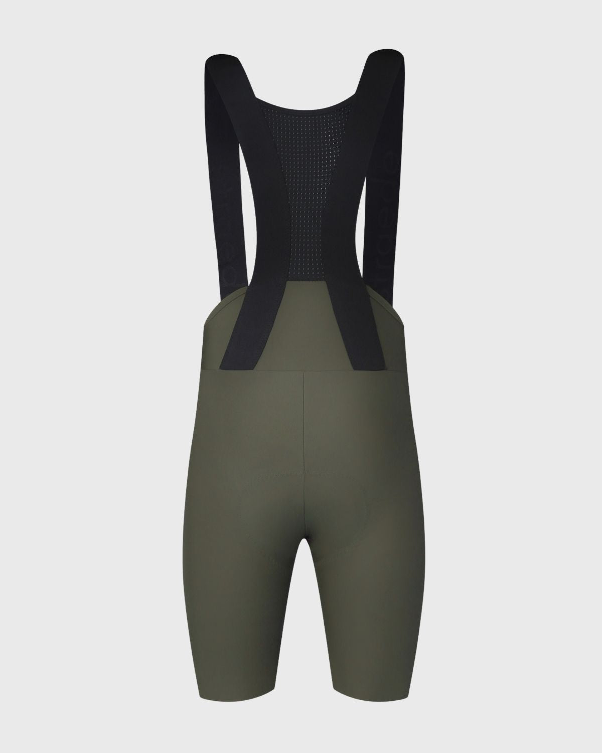 nahtlose Aero Bib Shorts für Damen in oliv grün Rückseite mit elastischen Trägern