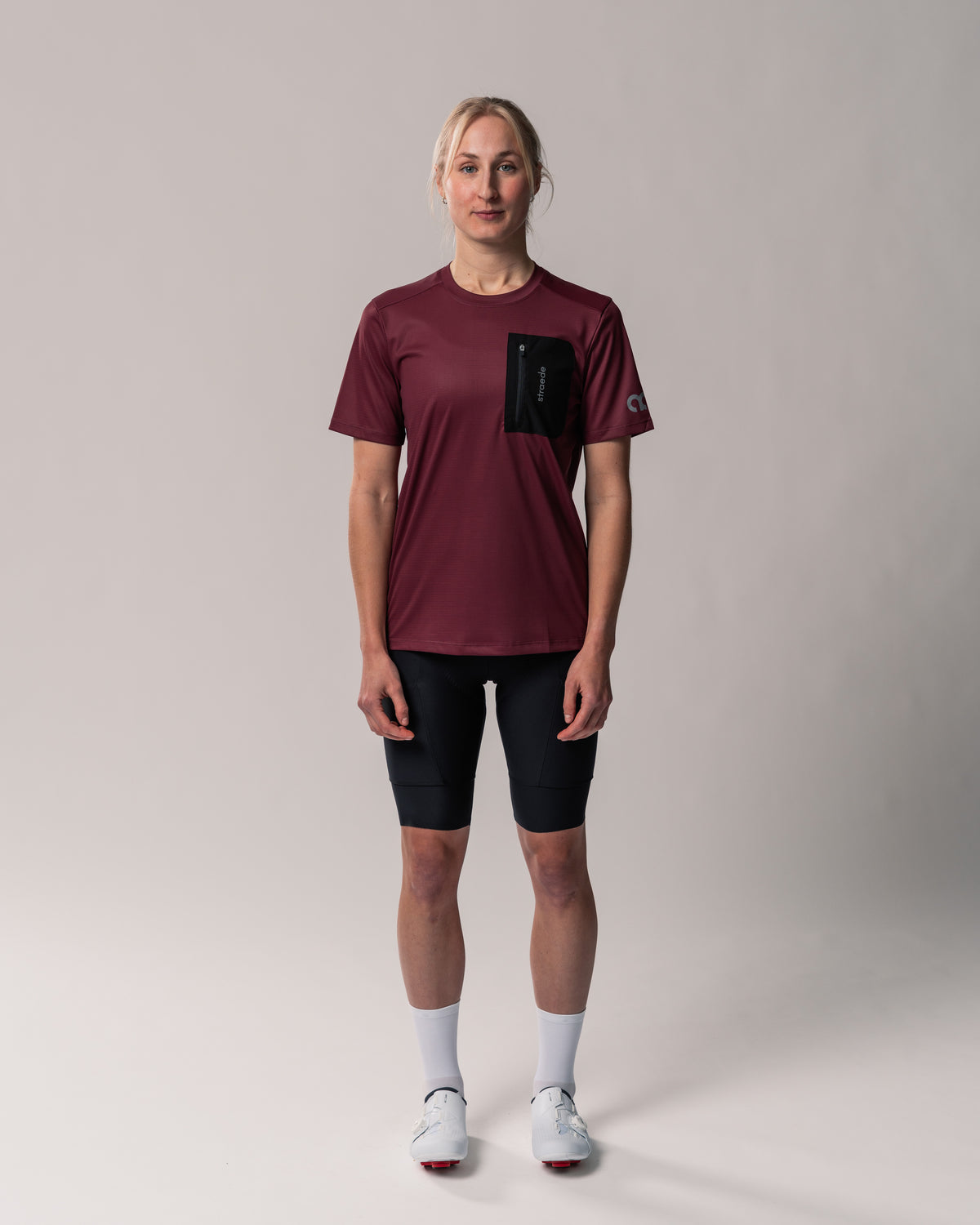 Aexplore Gravel Shirt Women mit Reißverschluss-Tasche auf der Brust in bordeaux