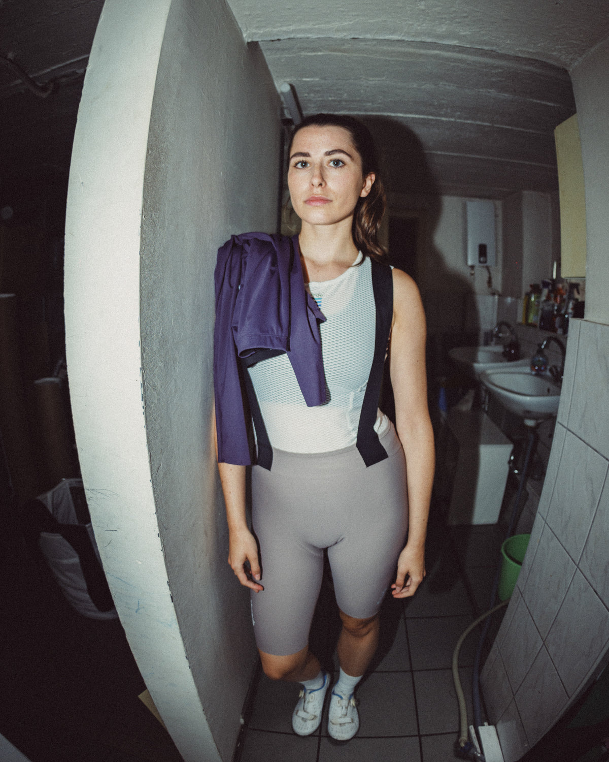 nahtlose Aero Bib Shorts für Damen in hellgrau