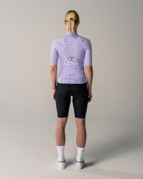 Aerlig Jersey Women in topographischem Design Kurzarm lila