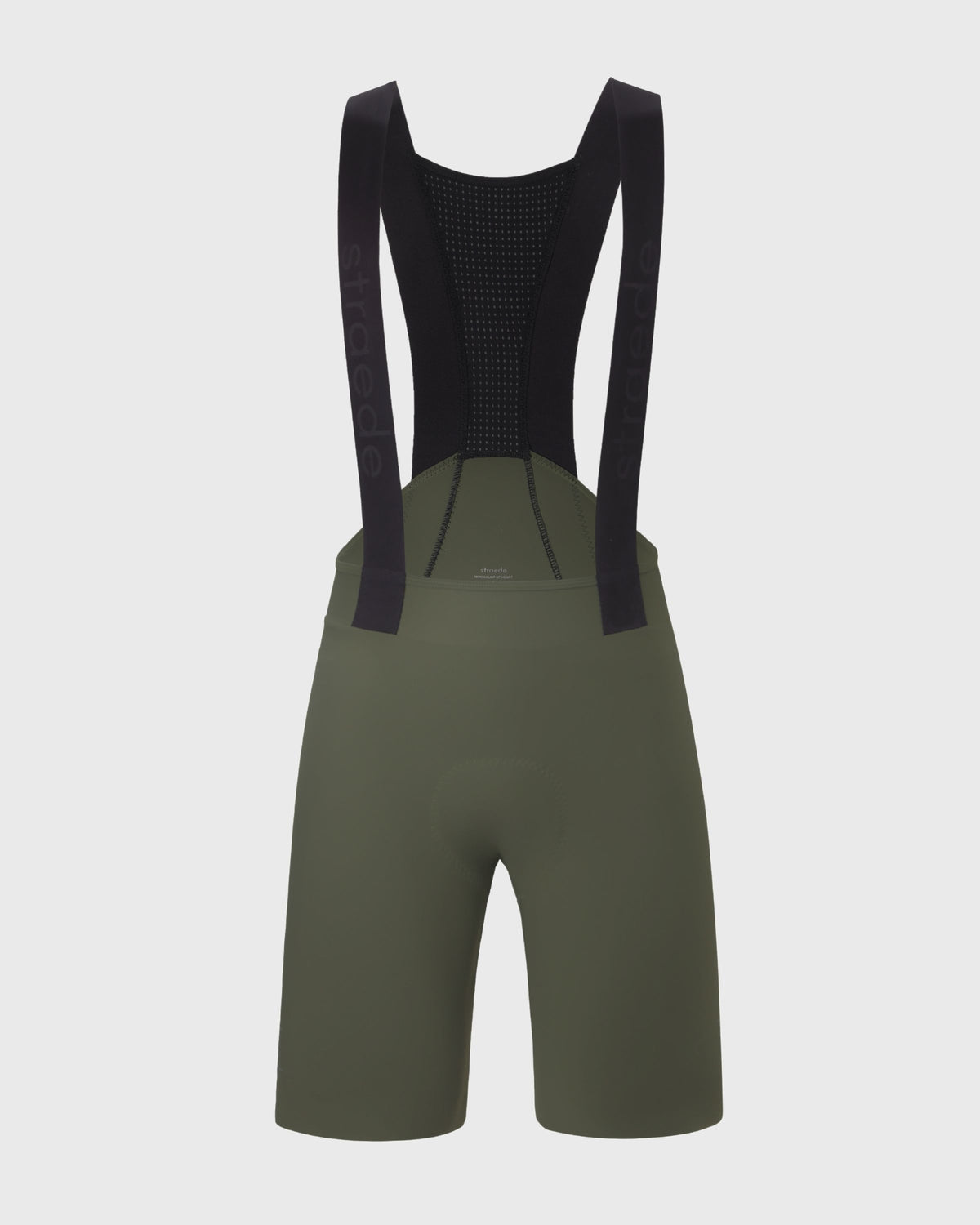 #farbe_olive | nahtlose Aero Bib Shorts für Damen in oliv grün Rückseite mit elastischen Trägern