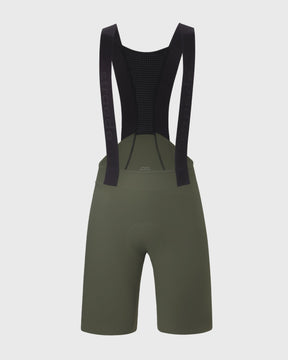 nahtlose Aero Bib Shorts für Herren in oliv grün Rückseite mit elastischen Trägern