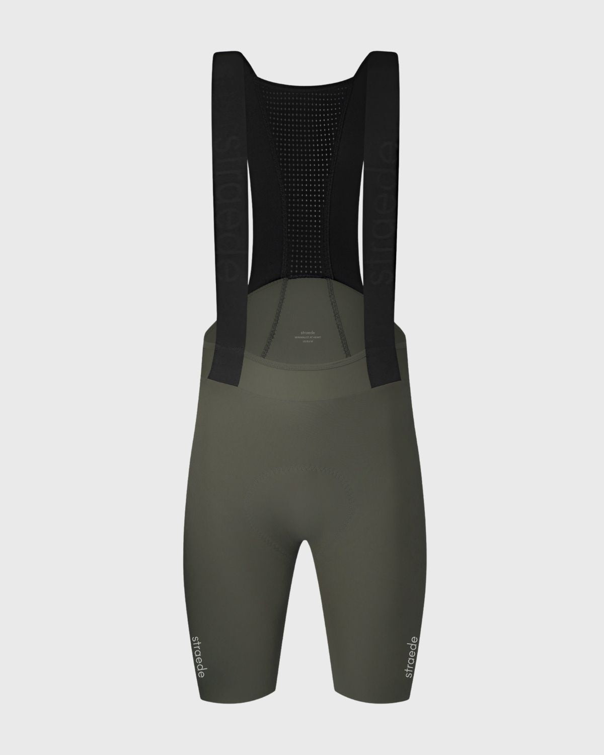 nahtlose Aero Bib Shorts für Herren in oliv grün Rückseite mit elastischen Trägern