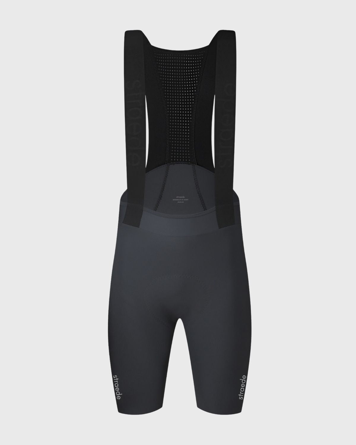 #farbe_steel | nahtlose Aero Bib Shorts für Damen in dunkelgrau Rückseite mit elastischen Trägern