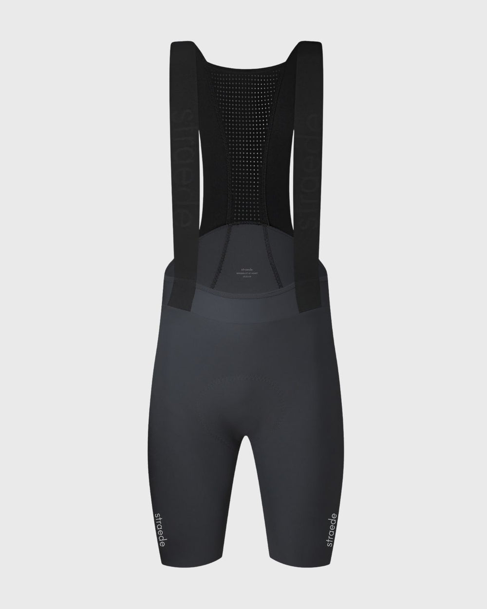 #farbe_steel | nahtlose Aero Bib Shorts für Herren in dunkelgrau Rückseite mit elastischen Rückenträgern