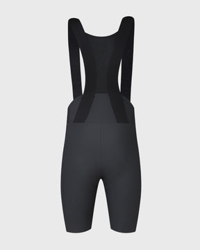 nahtlose Aero Bib Shorts für Damen in dunkelgrau Rückseite mit elastischen Trägern