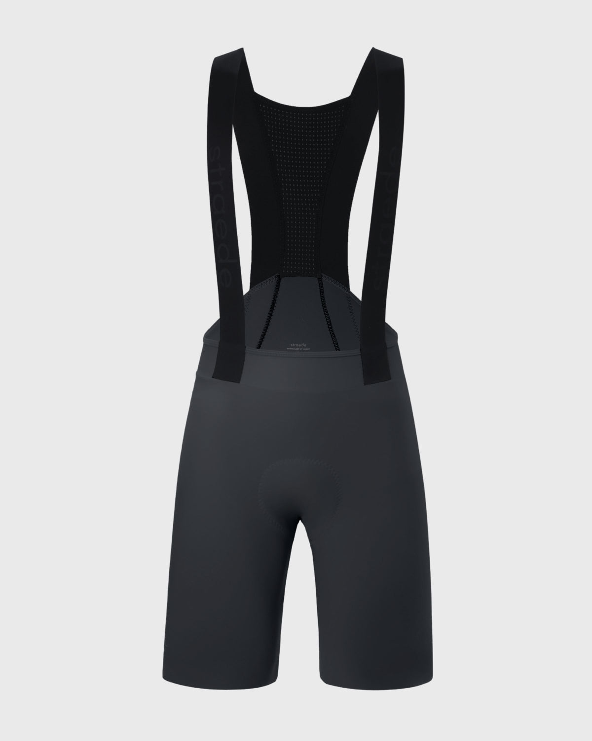 #farbe_steel | nahtlose Aero Bib Shorts für Damen in dunkelgrau Rückseite mit elastischen Trägern