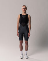 #farbe_steel | Cargo Bib Shorts Women in dunkelgrau | #label_174cm/62kg/S