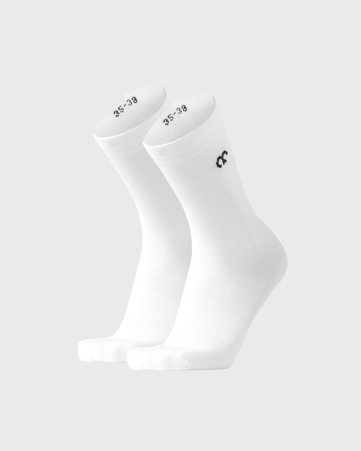 #farbe_white | hochgeschnittene Radsocken mit Kompression & Straede Logo in weiß