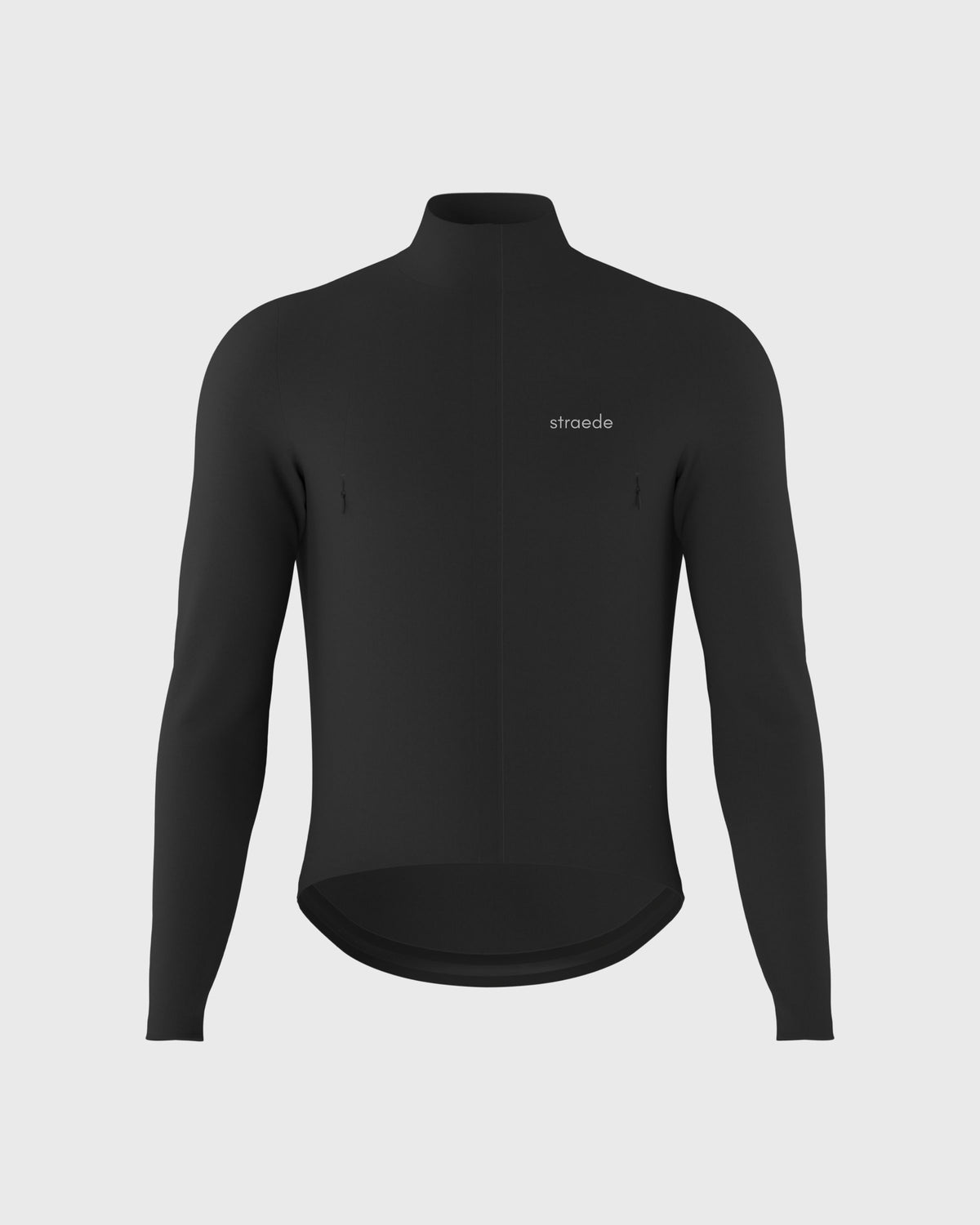 #farbe_black | winddichte Regenjacke für Herren in schwarz Nahaufnahme Straede-Aufdruck auf der Brust